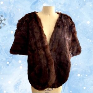 Genuine Mink Fur Shawl Wrap. M-L